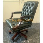 Chesterfield King irodai zöld forgószék, office chair 