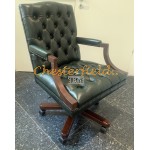 Chesterfield King irodai zöld forgószék, office chair 