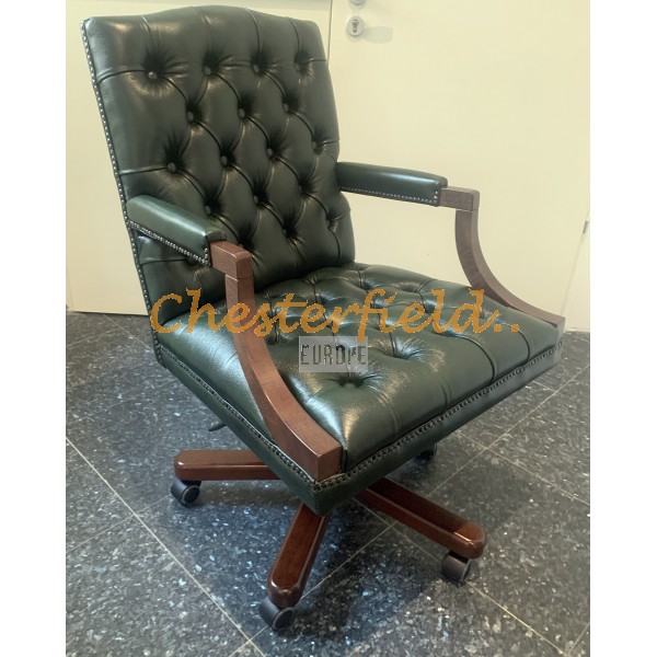 Chesterfield King irodai zöld forgószék, office chair 