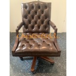 Chesterfield King irodai barna forgószék, office chair 